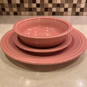 Fiestaware Vintage Place Setting in Peony Pink dinner/salad/dessert